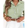 imagesiliteelon Striped Button Down Shirts for Women Dress Shirts Long Sleeve Casual Collared Office Work Shirt with PocketGrass Green
