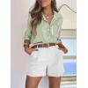 imagesiliteelon Striped Button Down Shirts for Women Dress Shirts Long Sleeve Casual Collared Office Work Shirt with PocketGrass Green