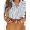 imagesiliteelon Striped Button Down Shirts for Women Dress Shirts Long Sleeve Casual Collared Office Work Shirt with PocketGray
