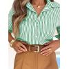 imagesiliteelon Striped Button Down Shirts for Women Dress Shirts Long Sleeve Casual Collared Office Work Shirt with PocketGreen