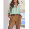imagesiliteelon Striped Button Down Shirts for Women Dress Shirts Long Sleeve Casual Collared Office Work Shirt with PocketGreen
