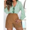 imagesiliteelon Striped Button Down Shirts for Women Dress Shirts Long Sleeve Casual Collared Office Work Shirt with PocketGreen