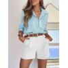 imagesiliteelon Striped Button Down Shirts for Women Dress Shirts Long Sleeve Casual Collared Office Work Shirt with PocketIndigo