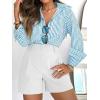 imagesiliteelon Striped Button Down Shirts for Women Dress Shirts Long Sleeve Casual Collared Office Work Shirt with PocketIndigo