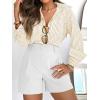 imagesiliteelon Striped Button Down Shirts for Women Dress Shirts Long Sleeve Casual Collared Office Work Shirt with PocketIvory