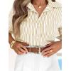 imagesiliteelon Striped Button Down Shirts for Women Dress Shirts Long Sleeve Casual Collared Office Work Shirt with PocketIvory