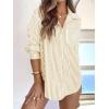 imagesiliteelon Striped Button Down Shirts for Women Dress Shirts Long Sleeve Casual Collared Office Work Shirt with PocketIvory