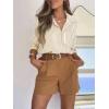 imagesiliteelon Striped Button Down Shirts for Women Dress Shirts Long Sleeve Casual Collared Office Work Shirt with PocketLight Brown