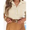 imagesiliteelon Striped Button Down Shirts for Women Dress Shirts Long Sleeve Casual Collared Office Work Shirt with PocketLight Brown