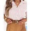imagesiliteelon Striped Button Down Shirts for Women Dress Shirts Long Sleeve Casual Collared Office Work Shirt with PocketPeach