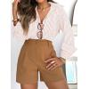 imagesiliteelon Striped Button Down Shirts for Women Dress Shirts Long Sleeve Casual Collared Office Work Shirt with PocketPeach
