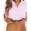 imagesiliteelon Striped Button Down Shirts for Women Dress Shirts Long Sleeve Casual Collared Office Work Shirt with PocketPink