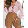 imagesiliteelon Striped Button Down Shirts for Women Dress Shirts Long Sleeve Casual Collared Office Work Shirt with PocketRed