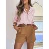 imagesiliteelon Striped Button Down Shirts for Women Dress Shirts Long Sleeve Casual Collared Office Work Shirt with PocketRed