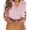 imagesiliteelon Striped Button Down Shirts for Women Dress Shirts Long Sleeve Casual Collared Office Work Shirt with PocketRed