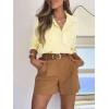imagesiliteelon Striped Button Down Shirts for Women Dress Shirts Long Sleeve Casual Collared Office Work Shirt with PocketYellow