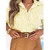 imagesiliteelon Striped Button Down Shirts for Women Dress Shirts Long Sleeve Casual Collared Office Work Shirt with PocketYellow