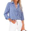 imagesiliteelon Womens Plaid Shirts Long Sleeve Button Down Dress Shirts Lightweight Casual Work Office Collared Blouse TopAll Blue Plaid