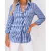 imagesiliteelon Womens Plaid Shirts Long Sleeve Button Down Dress Shirts Lightweight Casual Work Office Collared Blouse TopAll Blue Plaid