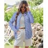 imagesiliteelon Womens Plaid Shirts Long Sleeve Button Down Dress Shirts Lightweight Casual Work Office Collared Blouse TopAll Blue Plaid