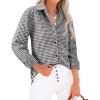 imagesiliteelon Womens Plaid Shirts Long Sleeve Button Down Dress Shirts Lightweight Casual Work Office Collared Blouse TopBlack Plaid
