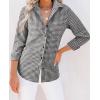 imagesiliteelon Womens Plaid Shirts Long Sleeve Button Down Dress Shirts Lightweight Casual Work Office Collared Blouse TopBlack Plaid