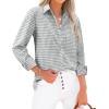 imagesiliteelon Womens Plaid Shirts Long Sleeve Button Down Dress Shirts Lightweight Casual Work Office Collared Blouse TopGray Plaid