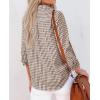 imagesiliteelon Womens Plaid Shirts Long Sleeve Button Down Dress Shirts Lightweight Casual Work Office Collared Blouse TopKhaki Plaid