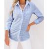 imagesiliteelon Womens Plaid Shirts Long Sleeve Button Down Dress Shirts Lightweight Casual Work Office Collared Blouse TopLight Blue Plaid