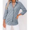 imagesiliteelon Womens Plaid Shirts Long Sleeve Button Down Dress Shirts Lightweight Casual Work Office Collared Blouse TopLight Gray Plaid
