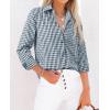 imagesiliteelon Womens Plaid Shirts Long Sleeve Button Down Dress Shirts Lightweight Casual Work Office Collared Blouse TopLight Gray Plaid