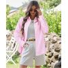 imagesiliteelon Womens Plaid Shirts Long Sleeve Button Down Dress Shirts Lightweight Casual Work Office Collared Blouse TopLight Pink Plaid
