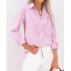 imagesiliteelon Womens Plaid Shirts Long Sleeve Button Down Dress Shirts Lightweight Casual Work Office Collared Blouse TopLight Pink Plaid