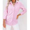 imagesiliteelon Womens Plaid Shirts Long Sleeve Button Down Dress Shirts Lightweight Casual Work Office Collared Blouse TopLight Pink Plaid