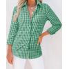 imagesiliteelon Womens Plaid Shirts Long Sleeve Button Down Dress Shirts Lightweight Casual Work Office Collared Blouse TopPink Plaid