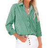 imagesiliteelon Womens Plaid Shirts Long Sleeve Button Down Dress Shirts Lightweight Casual Work Office Collared Blouse TopPink Plaid