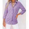 imagesiliteelon Womens Plaid Shirts Long Sleeve Button Down Dress Shirts Lightweight Casual Work Office Collared Blouse TopPurple Plaid