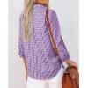 imagesiliteelon Womens Plaid Shirts Long Sleeve Button Down Dress Shirts Lightweight Casual Work Office Collared Blouse TopPurple Plaid