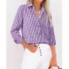 imagesiliteelon Womens Plaid Shirts Long Sleeve Button Down Dress Shirts Lightweight Casual Work Office Collared Blouse TopPurple Plaid