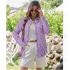 imagesiliteelon Womens Plaid Shirts Long Sleeve Button Down Dress Shirts Lightweight Casual Work Office Collared Blouse TopPurple Plaid