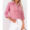 imagesiliteelon Womens Plaid Shirts Long Sleeve Button Down Dress Shirts Lightweight Casual Work Office Collared Blouse TopRed Plaid