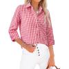 imagesiliteelon Womens Plaid Shirts Long Sleeve Button Down Dress Shirts Lightweight Casual Work Office Collared Blouse TopRed Plaid