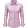 imagesiliteelon Striped Button Down Shirts for Women Dress Shirts Long Sleeve Collared Casual Office Work Blouses TopsPink