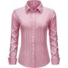 imagesiliteelon Striped Button Down Shirts for Women Dress Shirts Long Sleeve Collared Casual Office Work Blouses TopsRed