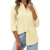 imagesiliteelon Womens Button Down Shirt Linen Button Up Shirts for Women Long Sleeve Summer Shirt Collared Blouse Linen TopsLight Yellow