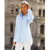 imagesiliteelon Button Down Shirts for Women Striped Long Sleeve Shirt Collared Office Work Blouses Tops with PocketBlue