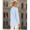 imagesiliteelon Button Down Shirts for Women Striped Long Sleeve Shirt Collared Office Work Blouses Tops with PocketBlue