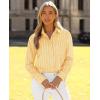 imagesiliteelon Button Down Shirts for Women Striped Long Sleeve Shirt Collared Office Work Blouses Tops with PocketBright Yellow