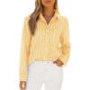 imagesiliteelon Button Down Shirts for Women Striped Long Sleeve Shirt Collared Office Work Blouses Tops with PocketBright Yellow