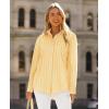 imagesiliteelon Button Down Shirts for Women Striped Long Sleeve Shirt Collared Office Work Blouses Tops with PocketBright Yellow